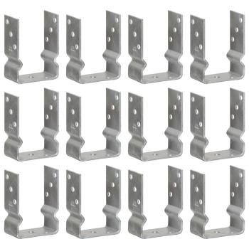 Zaunanker 12 Stück Silber 10x6x15 cm Verzinkter Stahl