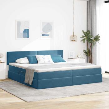 ARDEBO.de - Aufbewahrungsbett mit Kopfteil Dunkelblau 200 x 200 cm Samt
