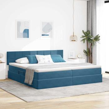 ARDEBO.de - Aufbewahrungsbett mit Kopfteil Dunkelblau 200 x 200 cm Samt