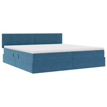 Aufbewahrungsbett mit Kopfteil Dunkelblau 200 x 200 cm Samt