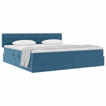 Aufbewahrungsbett mit Kopfteil Dunkelblau 200 x 200 cm Samt