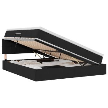 LED-Speicherbett mit Matratze Schwarz 160 x 200 cm Stoff