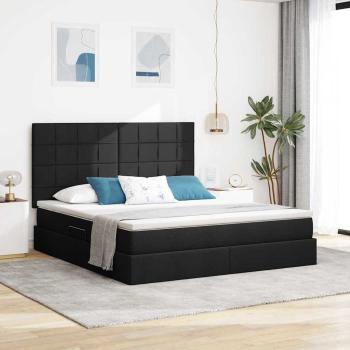 ARDEBO.de - LED-Speicherbett mit Matratze Schwarz 160 x 200 cm Stoff