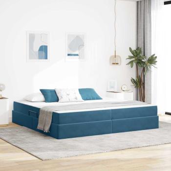 ARDEBO.de - Aufbewahrungsbett mit Matratze Dunkelblau 200 x 200 cm Samt