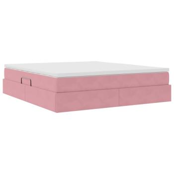 Aufbewahrungsbett mit Matratze Rosa 160 x 200 cm Samt