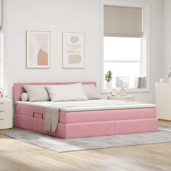 ARDEBO.de - Aufbewahrungsbett mit Kopfteil Rosa 160 x 200 cm Samt