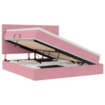 Aufbewahrungsbett mit Matratze Rosa 160 x 200 cm Samt