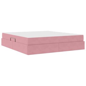 Aufbewahrungsbett mit Matratze Rosa 160 x 200 cm Samt