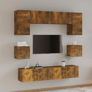 ARDEBO.de - 8-tlg. TV-Schrank-Set Räuchereiche Holzwerkstoff