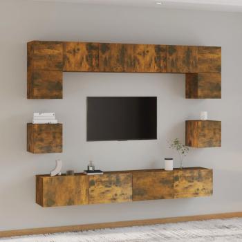 ARDEBO.de - 8-tlg. TV-Schrank-Set Räuchereiche Holzwerkstoff