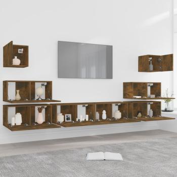 8-tlg. TV-Schrank-Set Räuchereiche Holzwerkstoff