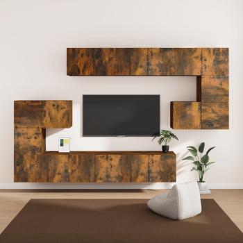 ARDEBO.de - 10-tlg. TV-Schrank-Set Räuchereiche Holzwerkstoff