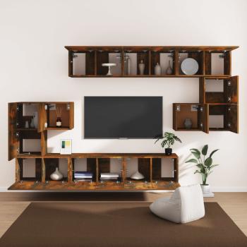 10-tlg. TV-Schrank-Set Räuchereiche Holzwerkstoff