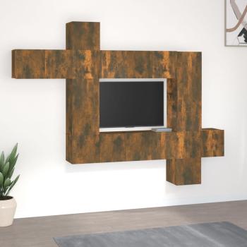 ARDEBO.de - 10-tlg. TV-Schrank-Set Räuchereiche Holzwerkstoff