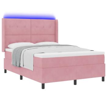 Boxspringbett mit Matratze mit LED Rosa 160 x 200 cm Samt