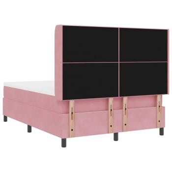 Boxspringbett mit Matratze mit LED Rosa 160 x 200 cm Samt