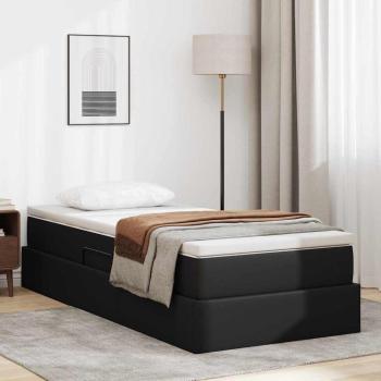 ARDEBO.de - Aufbewahrungsbett mit Matratze Schwarz 90 x 200 cm Kunstleder