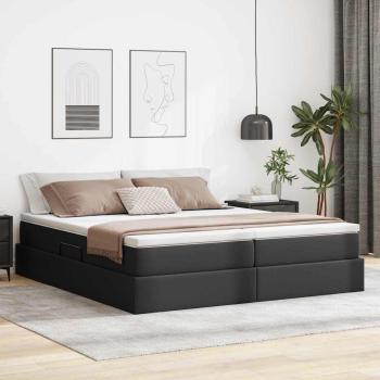 ARDEBO.de - Aufbewahrungsbett mit Matratze Schwarz 180 x 200 cm Kunstleder