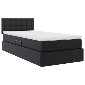 Aufbewahrungsbett mit Matratze Schwarz 90 x 200 cm Kunstleder