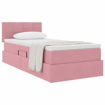 Aufbewahrungsbett mit Kopfteil Rosa 90 x 190 cm Samt