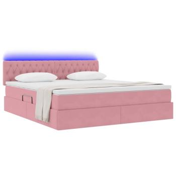LED-Speicherbett mit Matratze Rosa 160 x 200 cm Samt