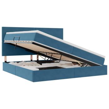 LED-Speicherbett mit Matratze Dunkelblau 200 x 200 cm Samt