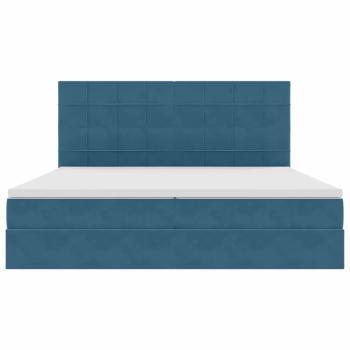 LED-Speicherbett mit Matratze Dunkelblau 200 x 200 cm Samt