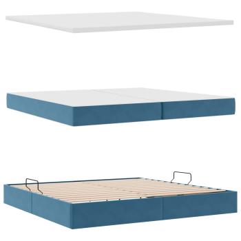 LED-Speicherbett mit Matratze Dunkelblau 200 x 200 cm Samt