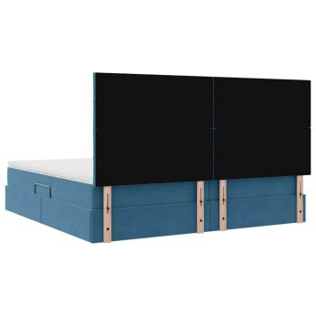 LED-Speicherbett mit Matratze Dunkelblau 200 x 200 cm Samt
