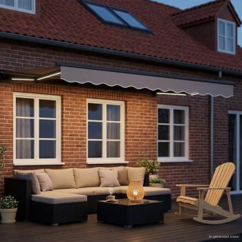 Manueller Markisenrahmen mit LEDs Anthrazit 3 x 2,5 m Aluminium