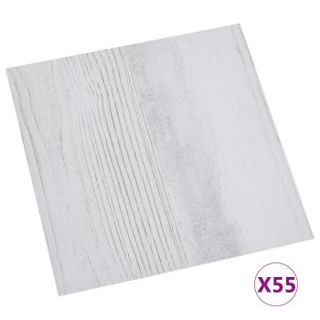 Bodenplanken Weiß und Hellgrau 5,11 m² 55 stk. PVC