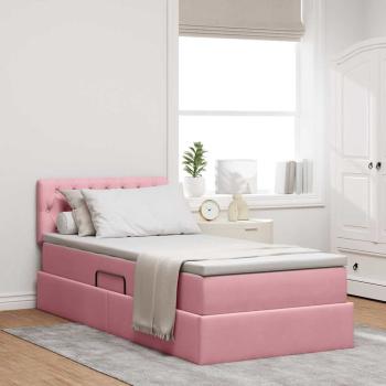 ARDEBO.de - LED-Speicherbett mit Matratze Rosa 100 x 200 cm Samt