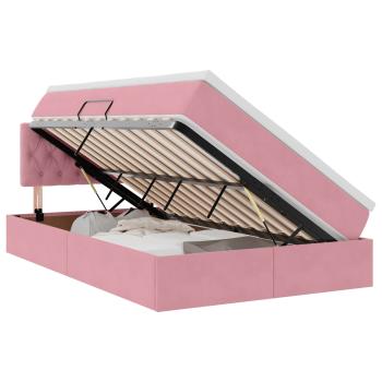 Bett mit Stauraum und LED mit Matratze Rosa 120 x 200 cm Samt