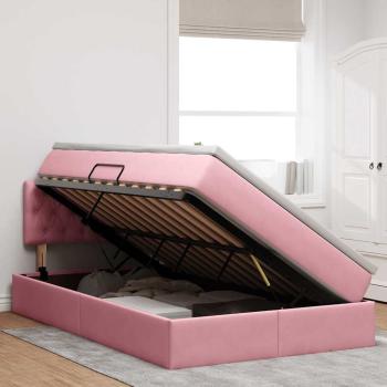 Bett mit Stauraum und LED mit Matratze Rosa 120 x 200 cm Samt