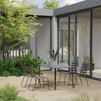 ARDEBO.de - 5-tlg. Garten-Essgruppe Stahl Dunkelgrau