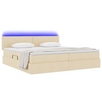 LED-Speicherbett mit Matratze Creme 200 x 200 cm Stoff