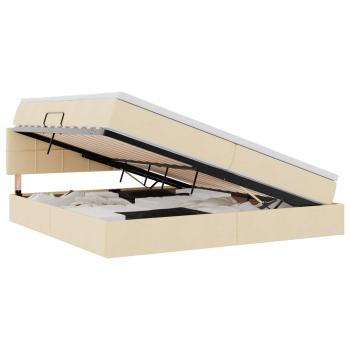 LED-Speicherbett mit Matratze Creme 200 x 200 cm Stoff