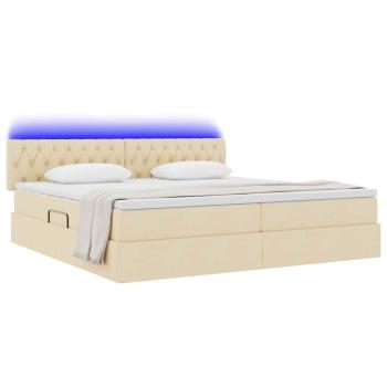 LED-Speicherbett mit Matratze Creme 200 x 200 cm Stoff