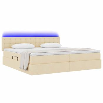 LED-Speicherbett mit Matratze Creme 200 x 200 cm Stoff