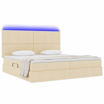 LED-Speicherbett mit Matratze Creme 200 x 200 cm Stoff