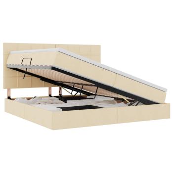 LED-Speicherbett mit Matratze Creme 200 x 200 cm Stoff