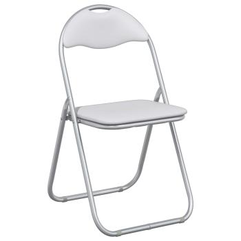 Klappstuhl 2 Stk. Kunstleder Weiß und Grau 48 x 43,5 x 81 cm