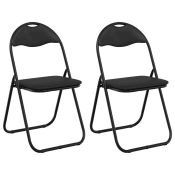 Klappstuhl 2 Stk. Kunstleder Schwarz 48 x 43,5 x 81 cm