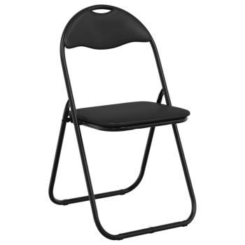 Klappstuhl 2 Stk. Kunstleder Schwarz 48 x 43,5 x 81 cm