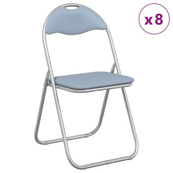 Klappstuhl 8 stk. Kunstleder Grau 48 x 43,5 x 81 cm