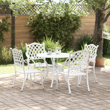 Garten Essgruppe 5 pcs Weiß Aluminium