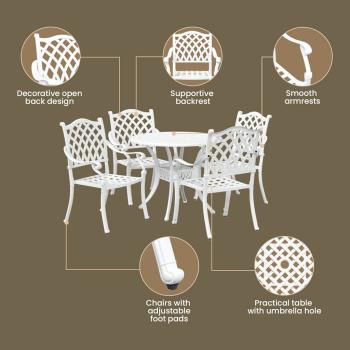 Garten Essgruppe 5 pcs Weiß Aluminium