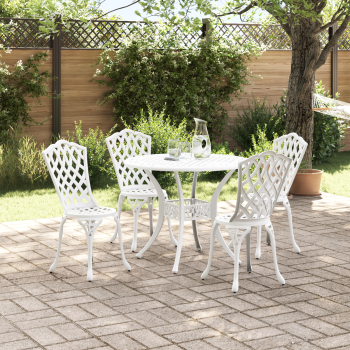 Garten Essgruppe 5 pcs Weiß Aluminium