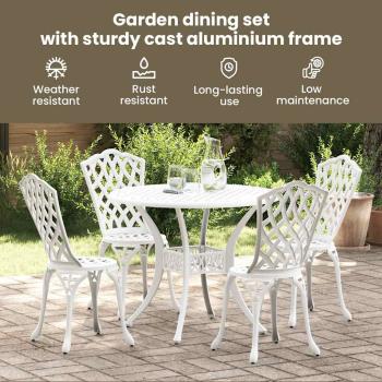 Garten Essgruppe 5 pcs Weiß Aluminium
