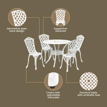 Garten Essgruppe 5 pcs Weiß Aluminium